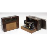 A Kolster-Brandes valve radio in mahogany-finish case; & a Singer hand sewing machine in fibre-