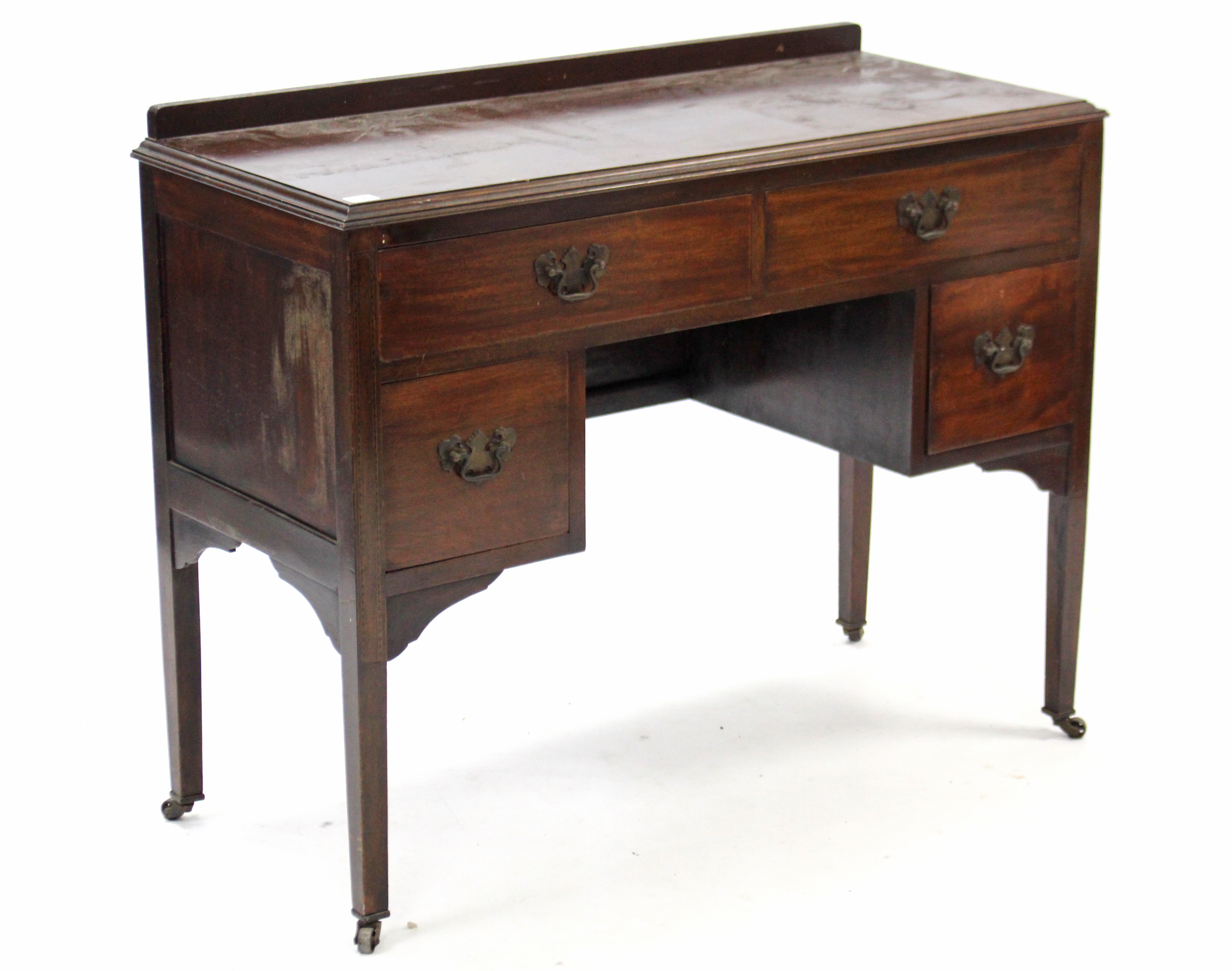 A mid-20th century walnut bow-front cabinet, enclosed by two pairs of panel doors & on bracket feet, - Image 2 of 2