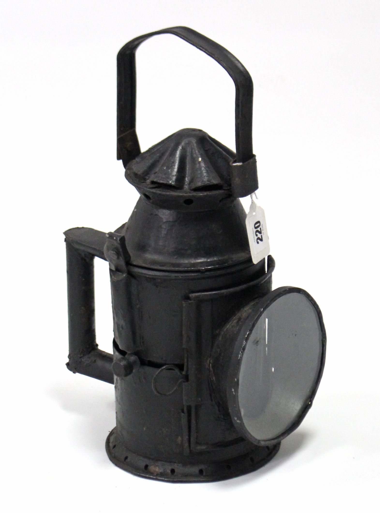 A reproduction railway lantern, 11 ½” high.