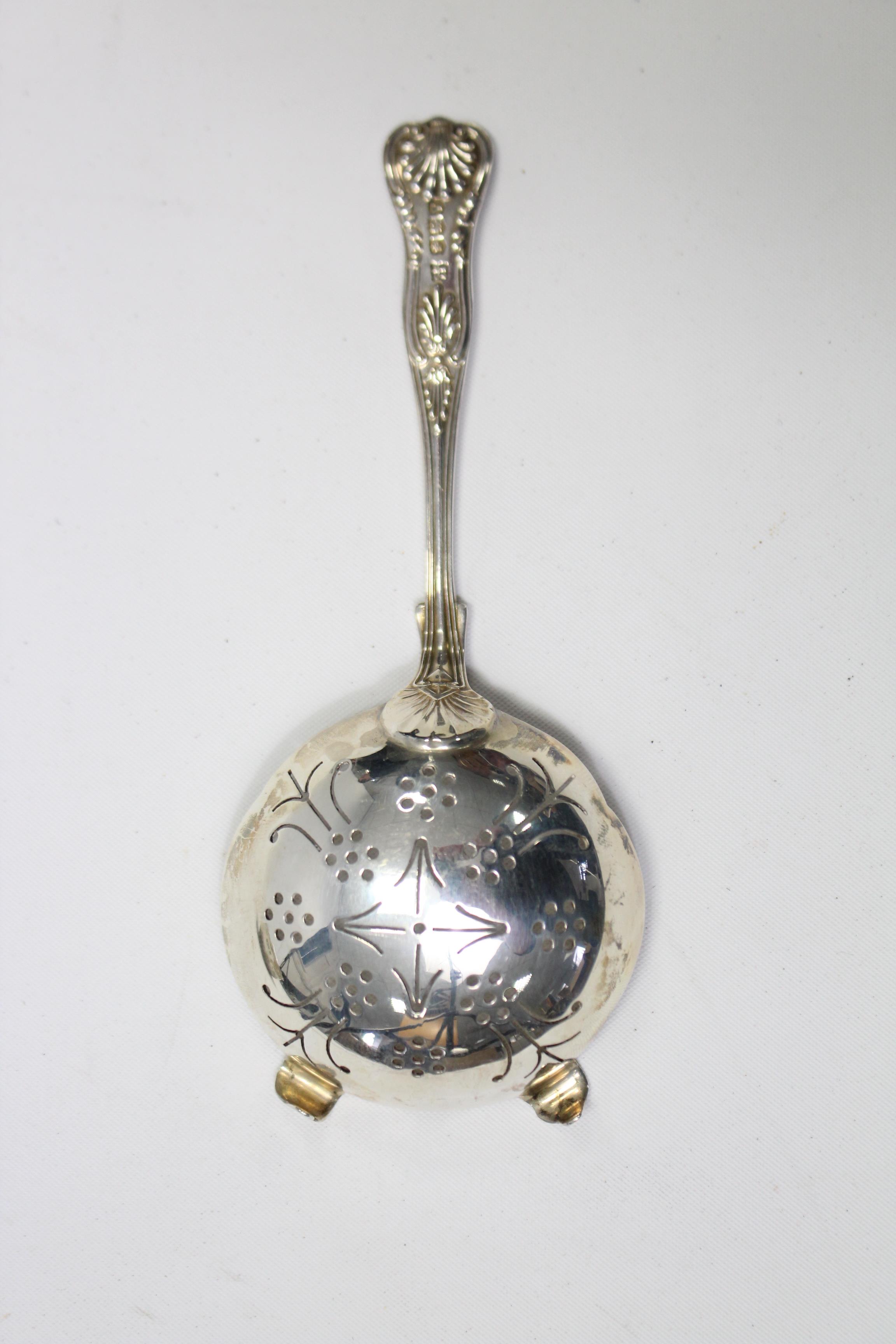 A George VI silver Queens’s pattern sifter spoon, 5” long; & a ditto small sugar bowl, 2½” diameter, - Image 4 of 5