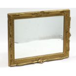A large gilt frame wall mirror inset bevelled plate, 33” x 25”.