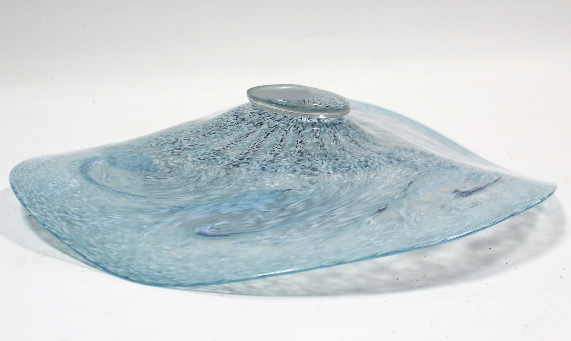 A large blue & white art glass shallow dish, 15½” diam. - Image 2 of 3
