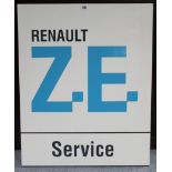 A modern enamelled rectangular sign “RENAULT ZE Service”, 29½” x 23½”.