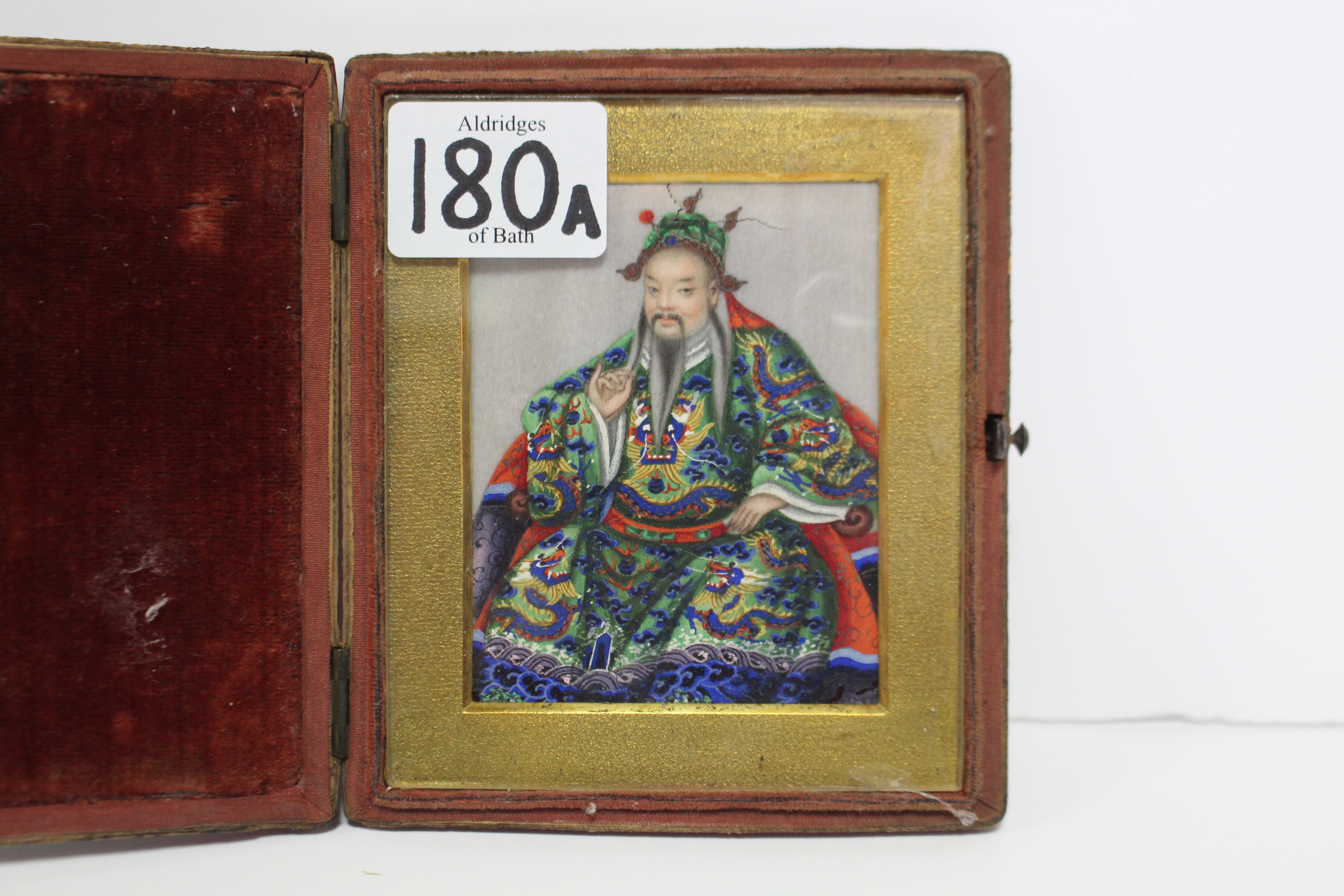 A 19th century Chinese gouache portrait miniature of a gentleman; a 19thC Cantonese teapot (damage - Image 3 of 15