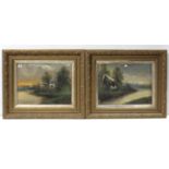 A large pair of oil paintings on canvas – river landscapes – each signed indistinctly, 14½ x 19¾”,