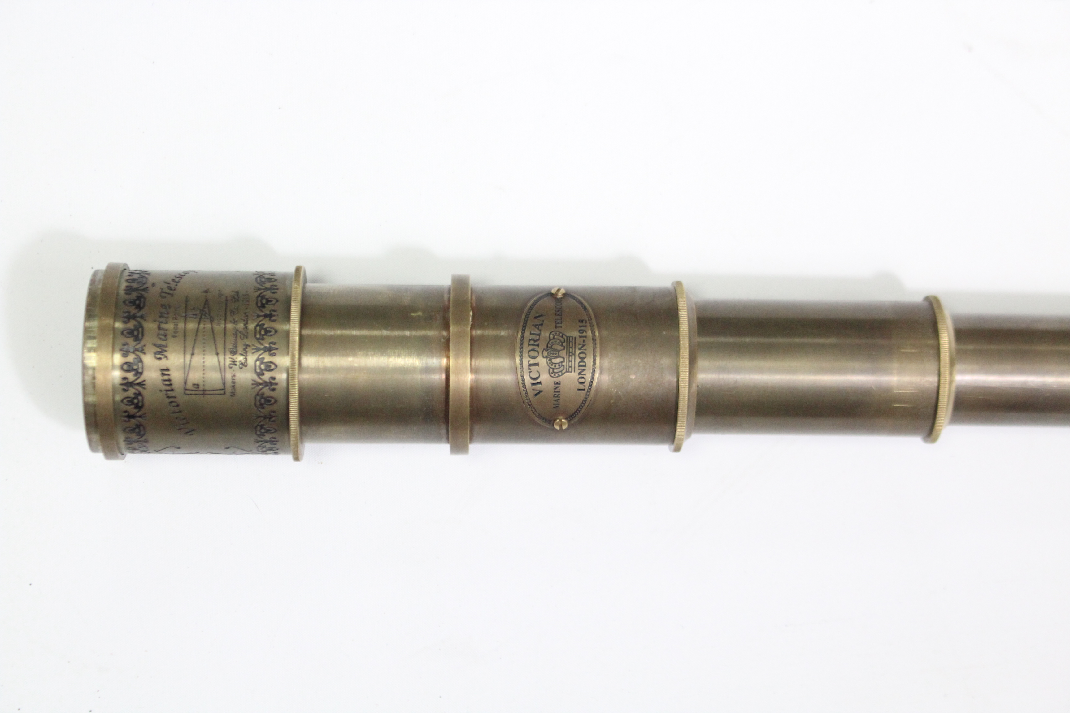 A reproduction brass six-drawer marine telescope, 19½” long. - Image 4 of 5