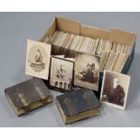 Approximately three hundred various carte-de-visite & cabinet photographs; & two small leather-bound