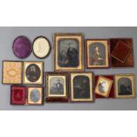Nine various antique ambrotype & other portrait study photographs, all cased.