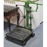 LATE 19th/EARLY 20th CENTURY GREEN & BLACK PAINTED CASET IRON “NATIONAL PLATFORM SCALE” to weigh