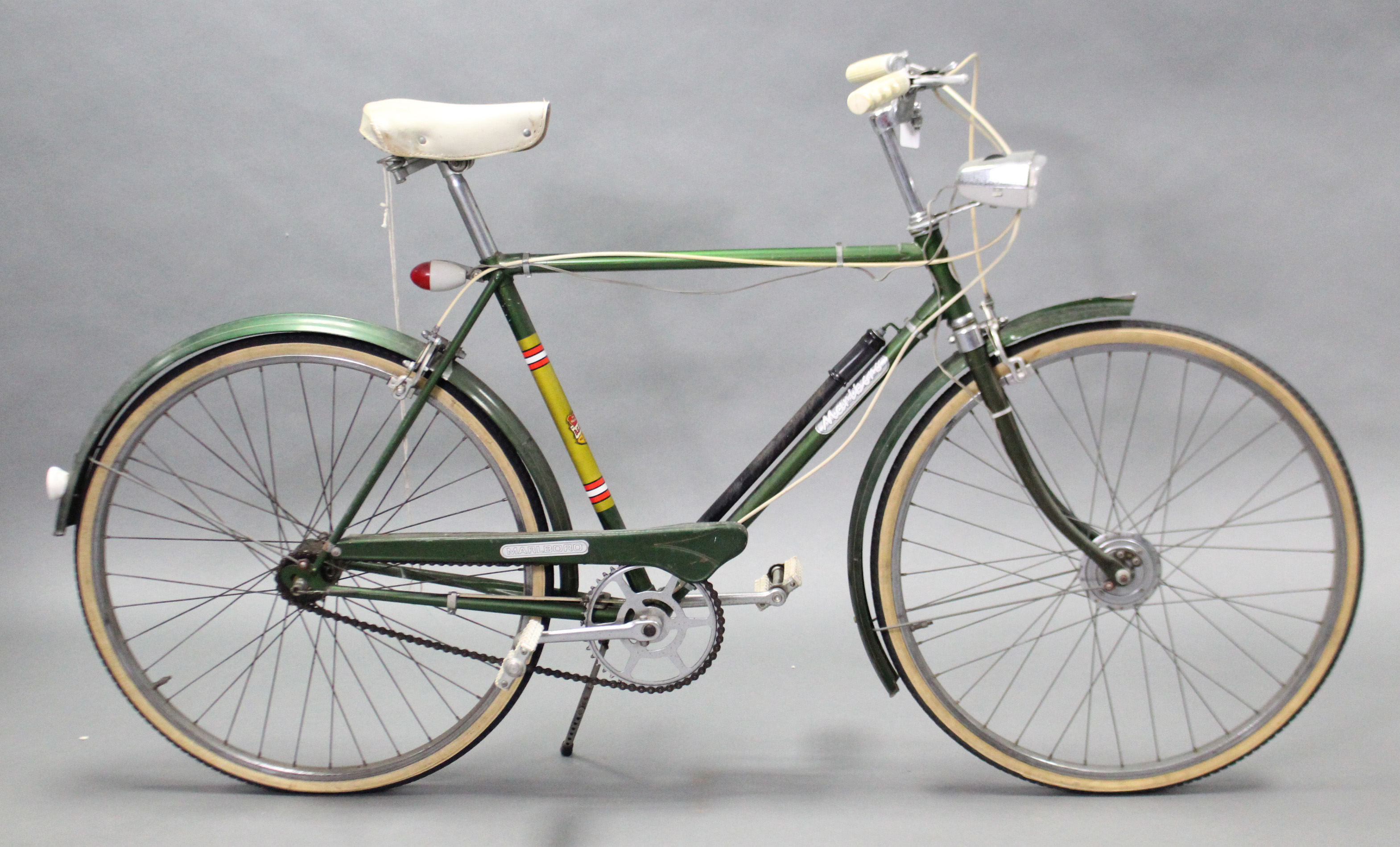 A 1980’s Marlboro three-speed gents bicycle (green).