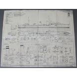 Eleven various WWII British naval blueprints, some by David Macgregor.