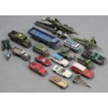 Eighteen various die-cast models by Corgi, Dinky, etc., all unboxed.