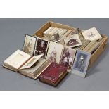 Approximately for hundred various carte-de visite & cabinet photographs; & two small leather-bound