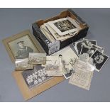 A quantity of large format photographs, some framed; together with various items of ephemera,