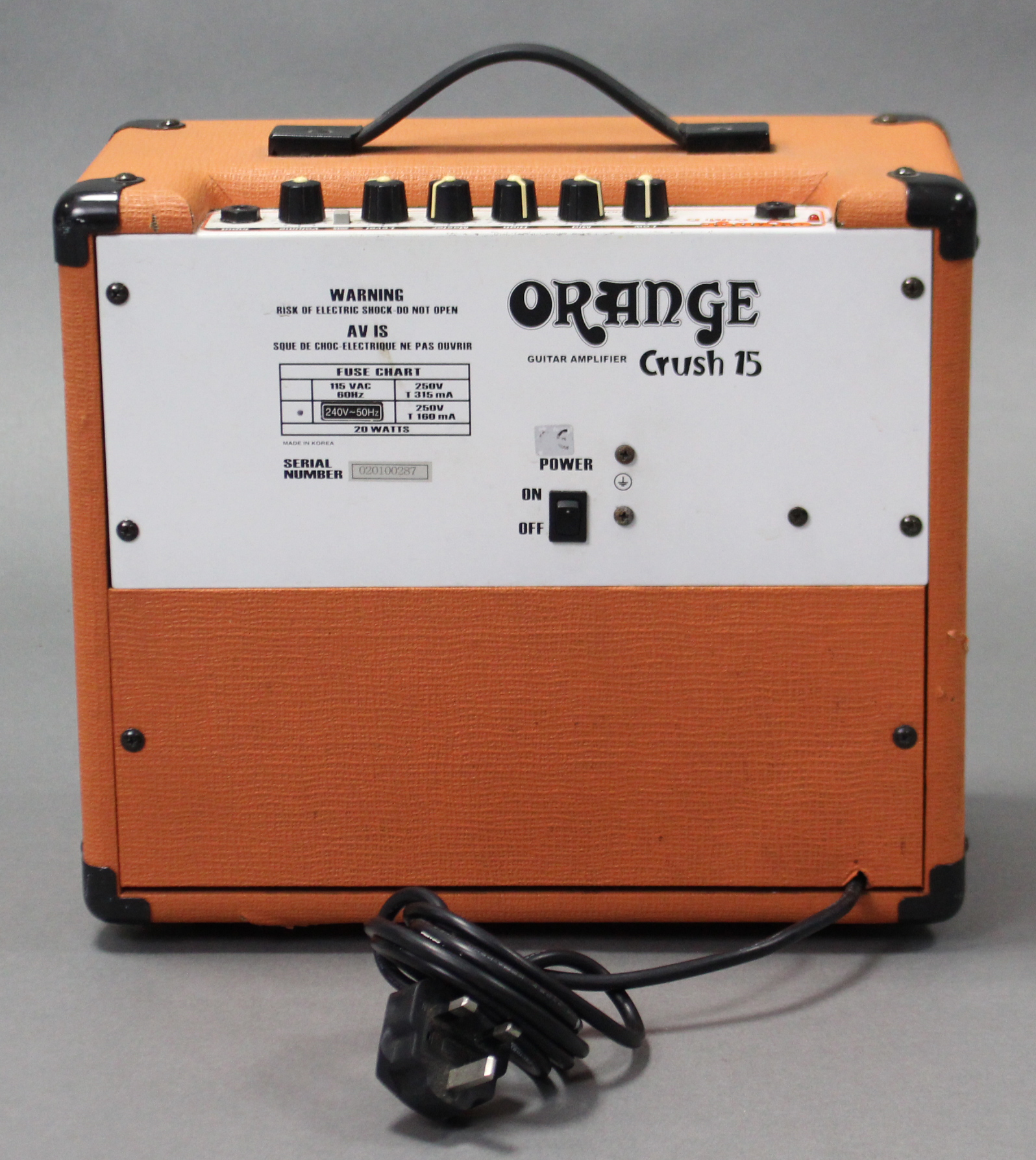 An orange “Crush 15” guitar amplifier. - Image 3 of 4