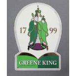 An enamelled “GREENE KING” sign, 14½” x 10¼”.