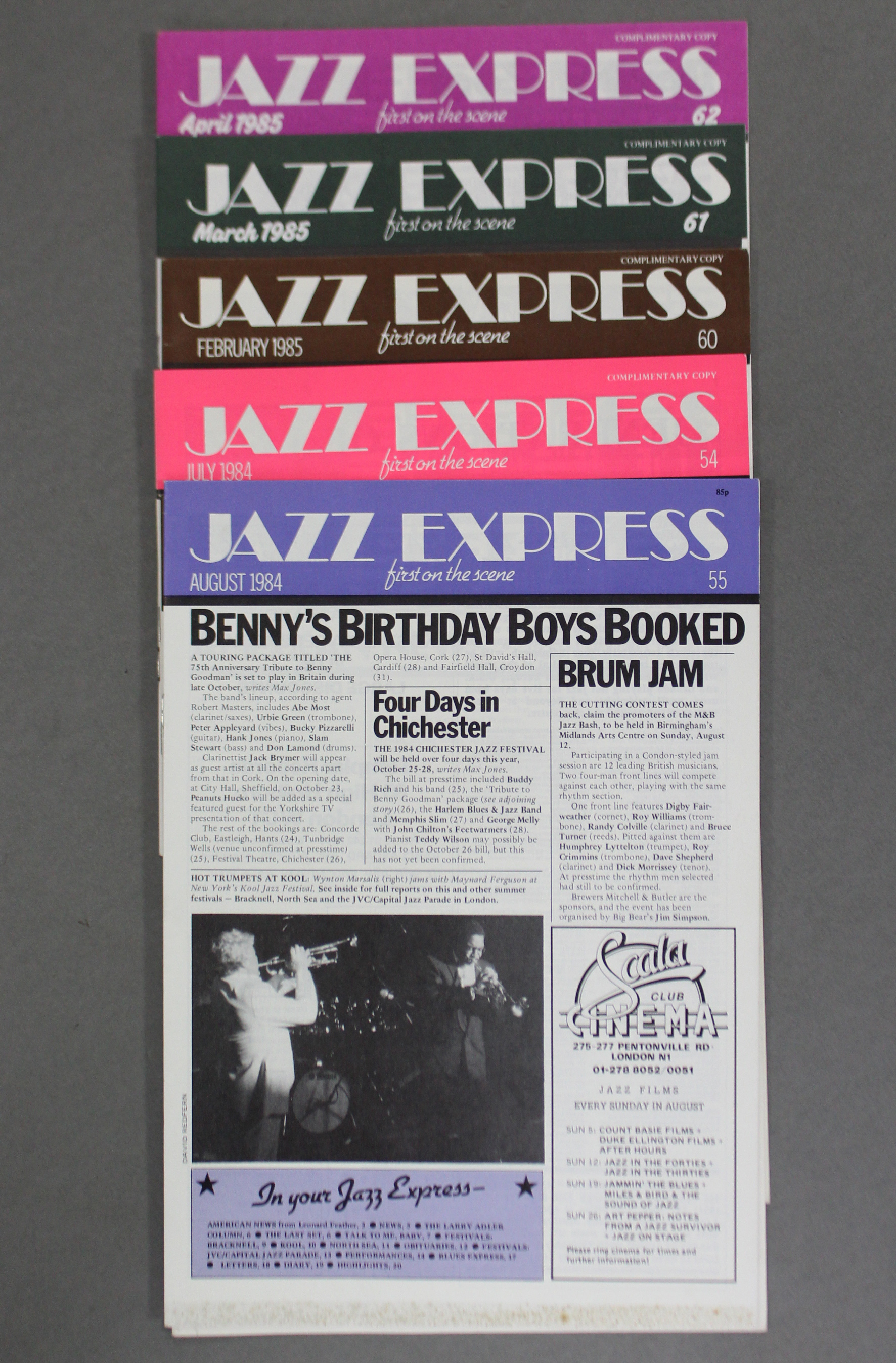 Ninety two issues of “Jazz Express” magazine, circa August 1982 – December 1994; seventeen various