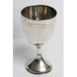 A George V silver trophy cup inscribed “Sutton Harbour Sailing Club Regatta 1st Prize…..”, 7¾” high.