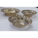 Art Nouveau silver oval sweet dishes, viz.