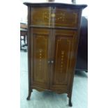 An Edwardian string inlaid mahogany gramophone cabinet,