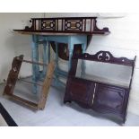 Small furniture: to include an Edwardian mahogany wall bracket shelf with a pierced and marquetry