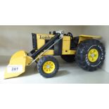 A Tonka yellow and black painted toy tractor XMB-975 with plastic tyres OS6