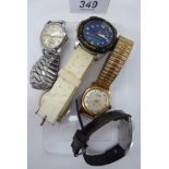 Wristwatches: to include a Timex electric gold plated example,