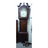 An early 19thC mahogany longcase clock with a swan neck pediment,