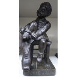 H Fugere - 'La botte a papa' a cast and patinated bronze figure bears an impressed inscription &