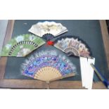 A mixed lot: to include a small collection of variously mounted 20thC fans OS6
