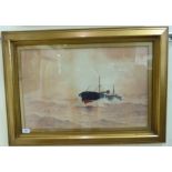 WH Pearson - 'Heavy Weather in the Channel' watercolour bears an inscription & signature 16'' x