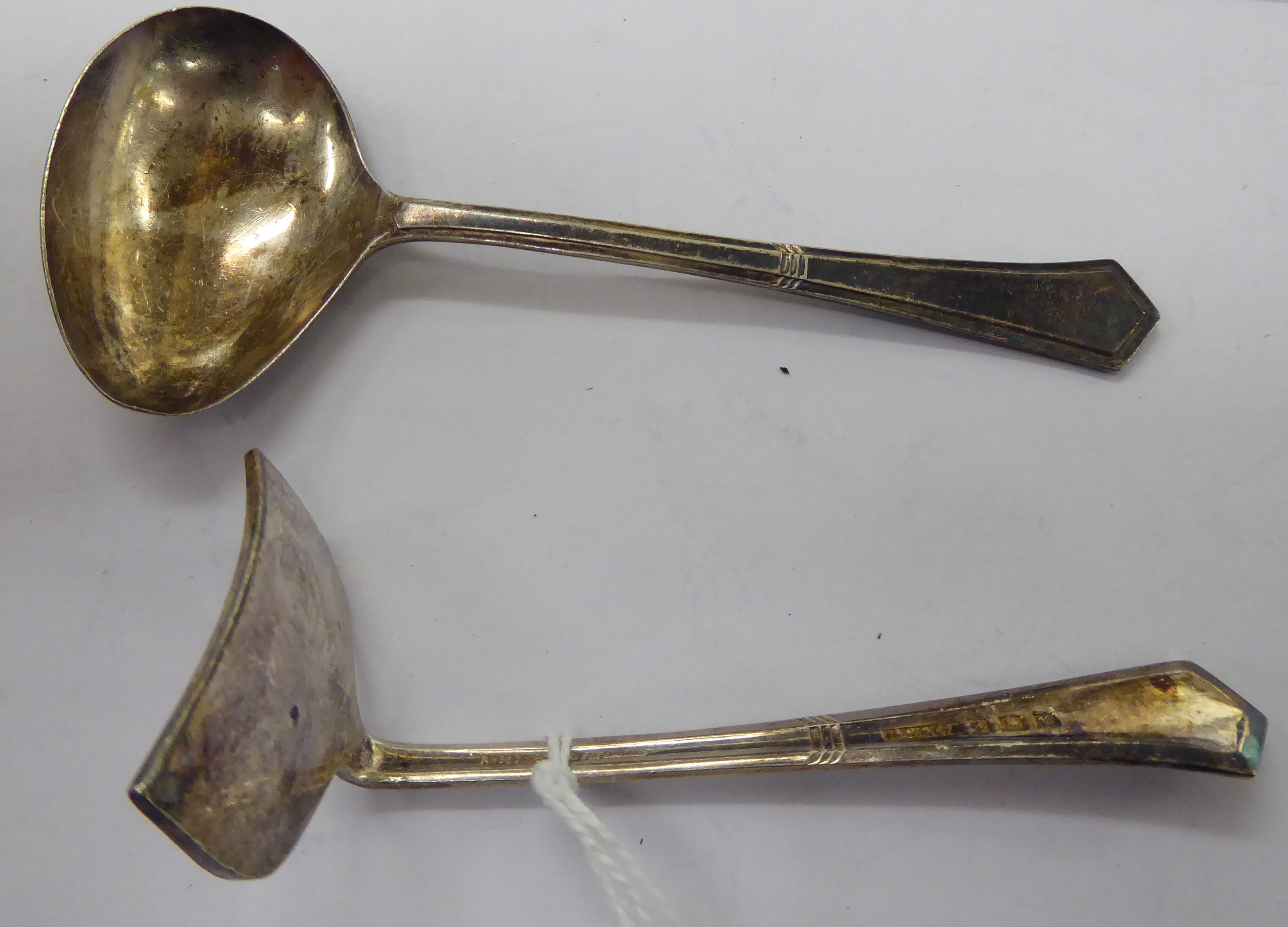 A baby's silver feeding spoon and pusher Birmingham 1960 cased 11