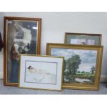 Framed pictures: to include AJ Taylor - a William Russell Flint inspired study,