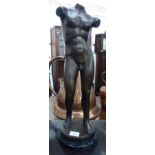A cast and patinated bronze male figure study,