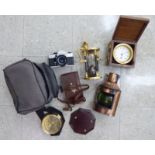 A mixed lot: to include a reproduction of a late 19thC brass compass 4.