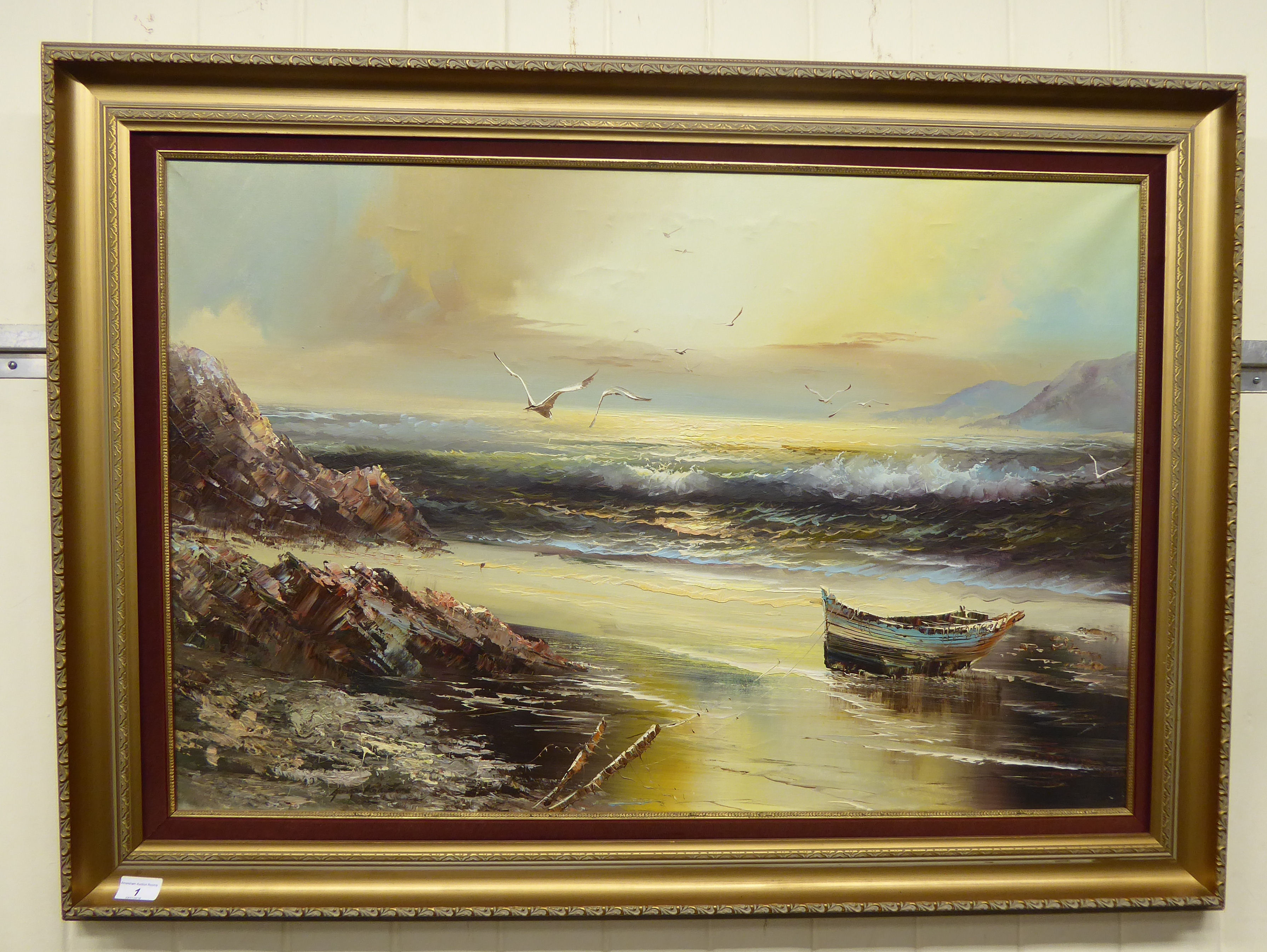 George Keaton - a seascape at dawn with gulls oil on canvas bears a signature 24'' x 32''