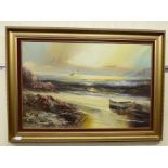 George Keaton - a seascape at dawn with gulls oil on canvas bears a signature 24'' x 32''