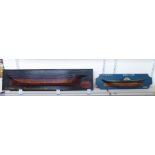 Two modern reproductions of early Victorian painted and carved wooden half hull wall plaques, viz.
