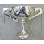 A silver twin handled pedestal trophy cup,