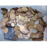 Uncollated British pre-decimal and other coins: to include Victorian copper pennies CS