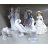 Decorative ceramics: to include a Lladro porcelain model, a bride and groom 7.