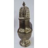 A silver caster of baluster form,