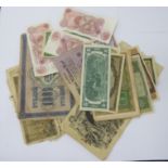 Uncollated banknotes: to include ten shillings; two dollars;