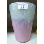 A Monart glass vase with swirled pink and green decoration 8''h OS6