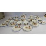A child's early 20thC Paragon china 'Dolly's School' teaware designed by Thomas Poole comprising