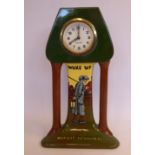 A Foley Intarsio green, brown and cream coloured glazed china clock case,