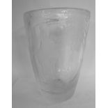 A Orrefors carved and etched glass vase of tapered form,