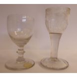 A late 18th/early 19thC small ovoid cup shaped wine glass,