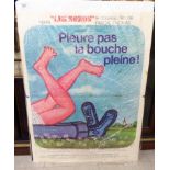 A 'vintage' French language film poster 'Pleure pas la bouche pleine' (do not cry with your mouth