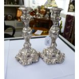 A pair of late 19thC Austria-Hungary silver candlesticks with pressed,